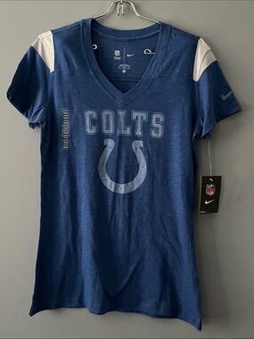 Nike Women's Colts V-Neck Tee in Navy with White Shoulder Panels